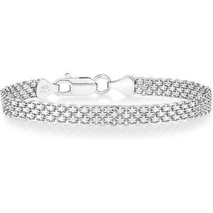 925 Sterling Silver Italian 6mm Solid Bismark Mesh Link Chain Bracelet